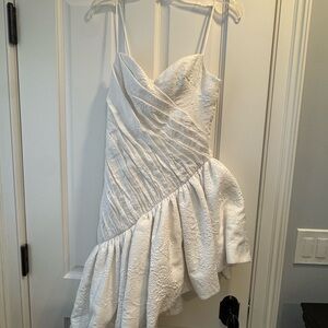 Rasario White Asymmetrical Jacquard Mini Dress NWT